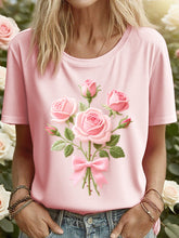 Tee-shirt Femme Rose Brodé Floral